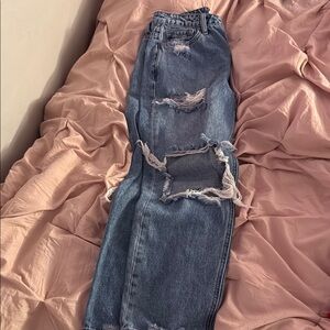 Distressed Blue Jeans